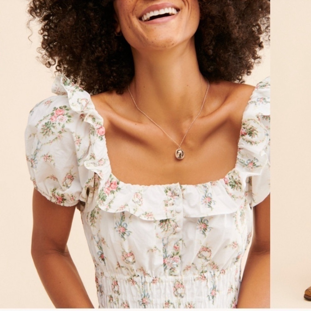 LoveShackFancy  Spring Terrence Floral-Print Cotton Midi Dress - Picture 5 of 13
